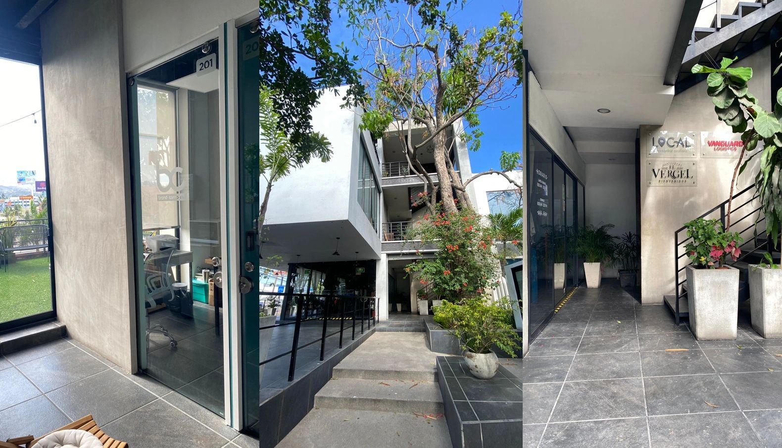 Edificio comercial moderno con patio exterior